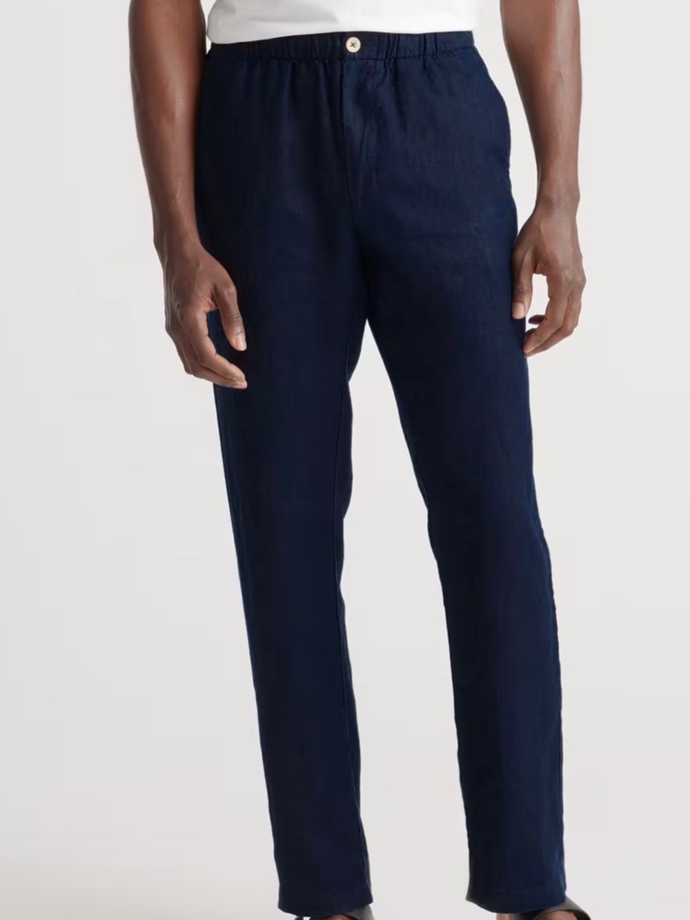 NWT quince European linen navy blue pants lg
